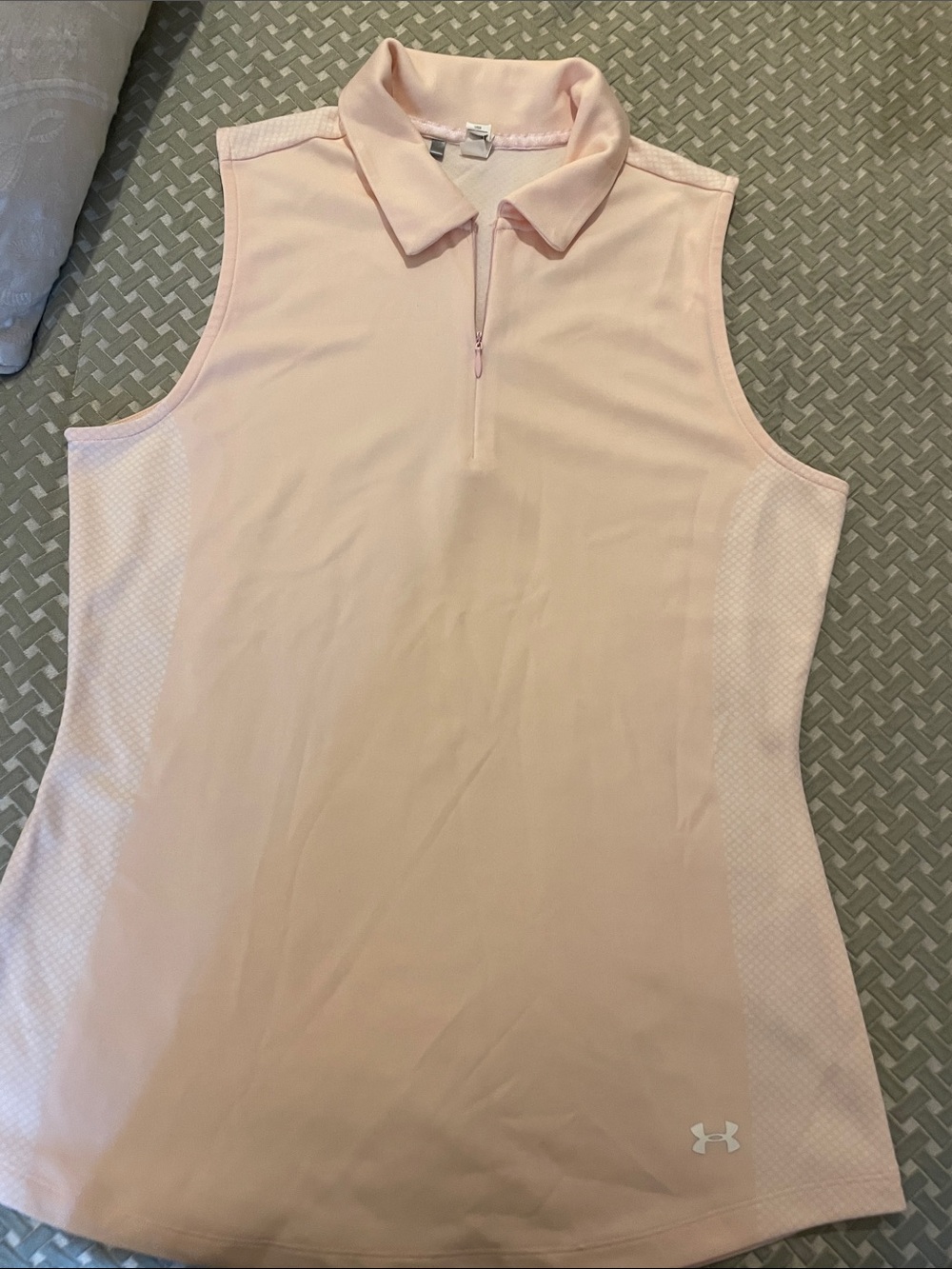 Under Armour Women's Sleeveless Zip Polo Top - Pale Pink great for golf!